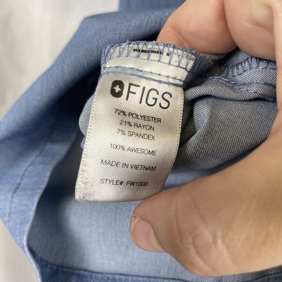 Figs Scrub Top Womens Large Denim Blue Catarina One Pocket Medical FW1000 - Picture 5 of 5
